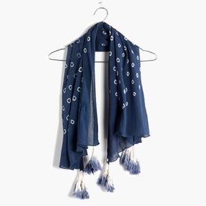 BNWT Madewell Indigo Shibori Print Tassel Scarf